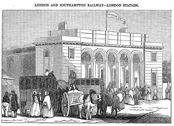 Nine Elms station in 1838