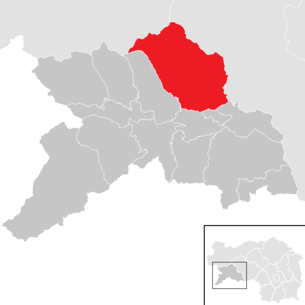 Расположение муниципалитета Обервёльц в районе Мурау (кликабельная карта)