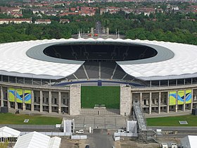 Berlin's Olympiastadion hosted the 2006 FIFA World Cup Final. The DFB Cup Final is held every year at the venue since 1985. Olympic Stadium in Berlin.JPG