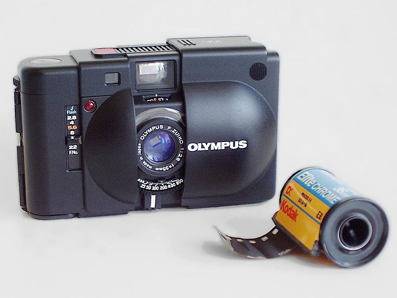 File:Olympus XA camera and film.jpg