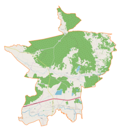 Mapa konturowa gminy Ostrów, u góry znajduje się punkt z opisem „Blizna”