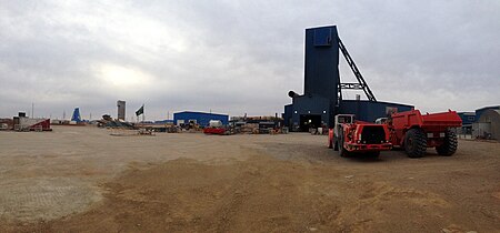 From right to left, Shaft #1, #2, and #5 at Oyu Tolgoi Oyu Tolgoi - Shaft 1 2 and 5.JPG