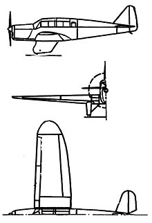 PZL 19 photo 3-view drawing from L'Aerophile Salon 1932 PZL 19 3-view L'Aerophile Salon 1932.jpg