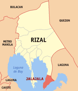 Mappa di Rizal con Jalajala evidenziato