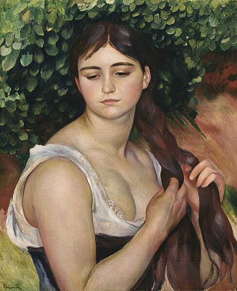File:Pierre-Auguste Renoir - Suzanne Valadon - La Natte - Girl Braiding Her Hair.jpg