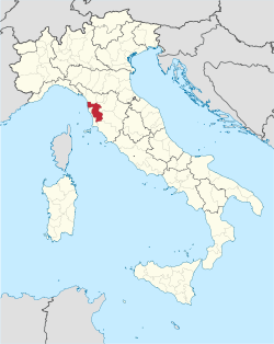 Map highlighting the location of the province of Pisa in Italy