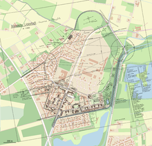 Bauplan des Fliegerhorstes vom Oktober 1938, unterlegt: Stadtplan von Lippstadt (Stand 2016)