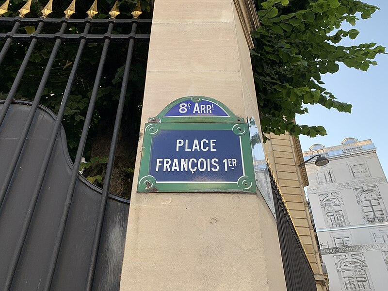 File:Plaque Place François Ier - Paris VIII (FR75) - 2021-08-22 - 2.jpg