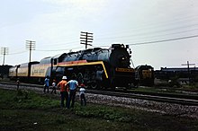 The former Reading 2101 leading the "Chessie Steam Special" into Plymouth, Michigan in 1977. Plymouth, MI C&O Jul 1977 10-31.jpg