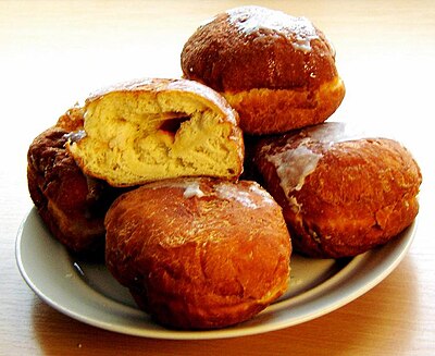 Pączki or kreple, filled doughnut