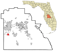 Județul Polk Florida Zonele încorporate și necorporate Mulberry Highlighted.svg