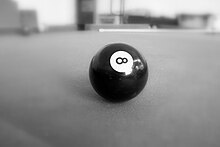 An 8 ball Pool billiards 8-ball, b-w.jpg