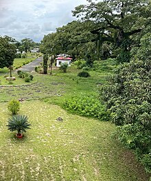 Eastern half of the island with structures replicating those built in the settlers' period. Providence Island.jpg