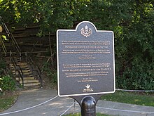 The plaque denoting the Queen Elizabeth II Diamond Jubilee Trail along the Ottawa River, beneath Parliament Hill, in Ottawa Queen Elizabeth II Diamond Jubilee Trail, Parliament Hill, Ottawa, Ontario (29955642362).jpg