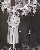 Queen Mary with Matron Saxby, Sir Harold Wernher and Sir George Ogilvie. 1948.jpg