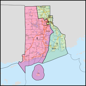 Rhode Island's congressional districts from 2023 Rhode Island Congressional Districts, 118th Congress.svg