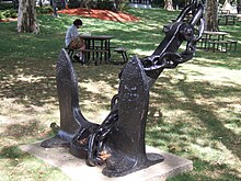 One of the SS Stevens 6-ton anchors on display. SS Stevens Anchor on Campus View 01.jpg