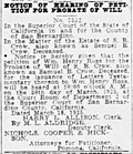 Thumbnail for File:Samuel B. Crow (1853-1925) probate in The San Bernardino County Sun of San Bernardino, California on 21 March 1925.jpg