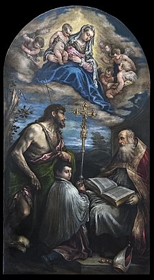 Panna Marie ve slávě, se sv. Janem Křtitelem a sv. Mikulášem (1570)