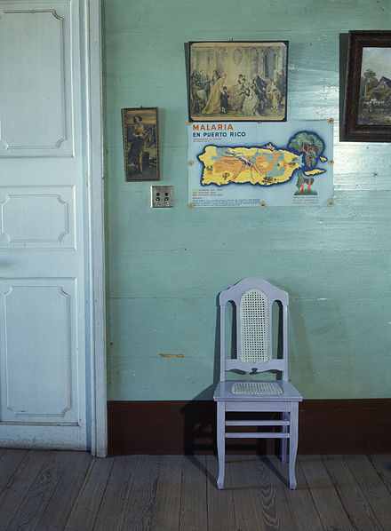 Malaria poster in small hotel, San Juan, Puerto Rico. Jack Delano, December, 1941.