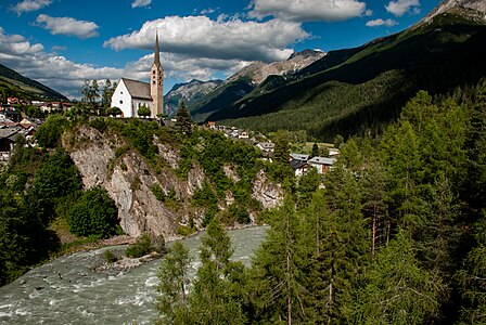 Scuol and river Inn