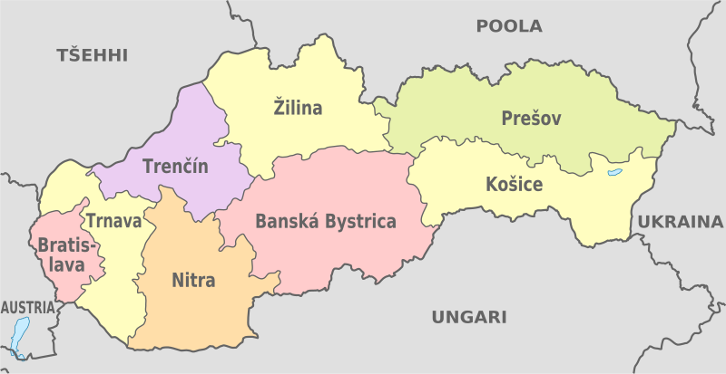 File:Slovakia, administrative divisions - et - colored.svg