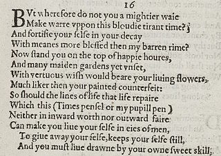 <span class="mw-page-title-main">Sonnet 16</span> Poem by William Shakespeare