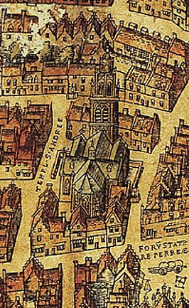 Sint-Andrieskerk en omliggende straten in 1565