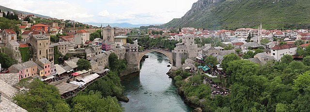 Old Bridge in the heart of the Old City of Mostar (viewed from the north)
