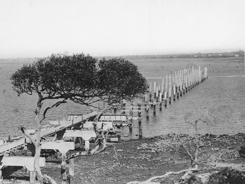 File:StateLibQld 2 112200 Progress on the Hornibrook Highway viaduct, Redcliffe, 1933.jpg