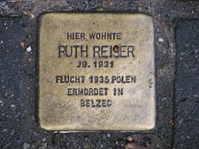 Snublestein Ruth Reiser, 1, Humboldtstrasse 18, Calenberger Neustadt, Hannover.jpg