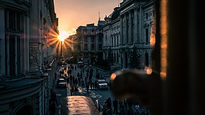 Sunset in the Old Town - Bucharest, Romania - Travel photography (35031271856).jpg
