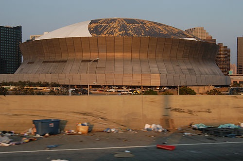 Damage to the Superdome as a result of Katrina.