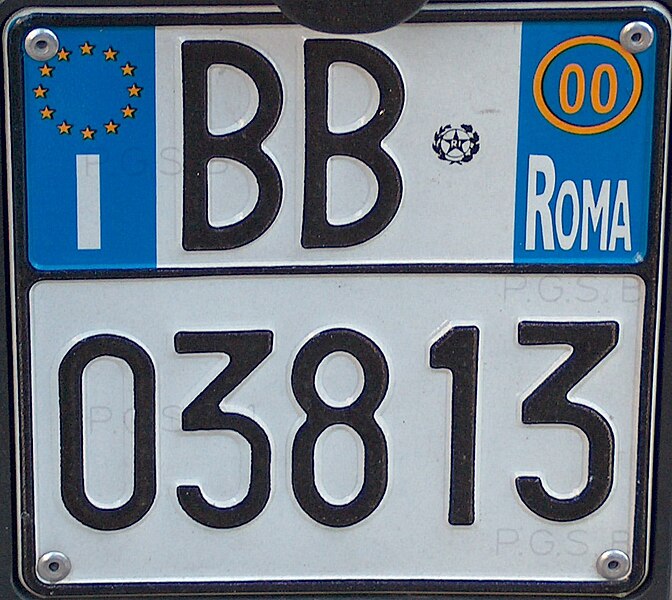 File:Targa automobilistica Italia 1999 BB 03813 Roma motocicletta.jpg