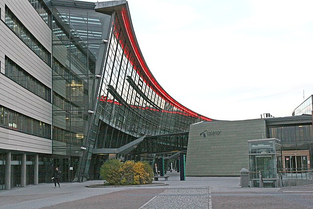 Telenor headquarters at Fornebu just west of Oslo, Norway. This is the western section containing group staffs and - as tenants - the offices of Huawe