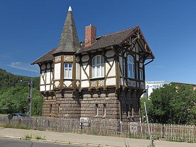 Timber-framed signal box in Thale