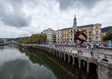 The Bilbao Estuary, with the City Hall in the background, Bilbao, Spain