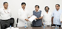 Thumbnail for File:The Group of Ministers constituted for Improving Road Safety, headed by the Transport Minister of Rajasthan, Shri Yunus Khan meeting the Union Minister for Road Transport &amp; Highways and Shipping, Shri Nitin Gadkari.jpg