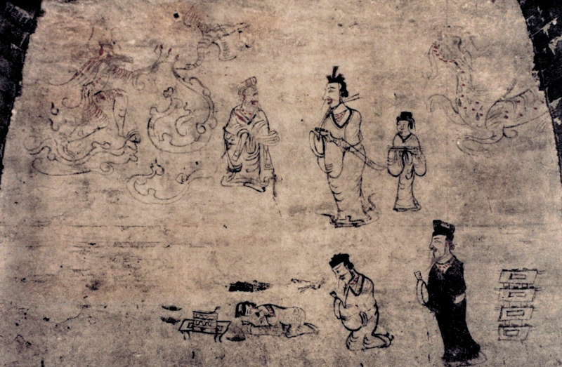 File:The mural of tomb no. 2 of the Eastern Han Dynasty at Yingchengzi, Jinxian County, Liaoning Province (north wall of the main chamber).png