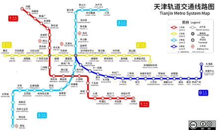 Map of Tianjin Metro and Binhai Mass Transit