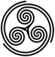 Gerundete dreifache Spirale (Triskelion)