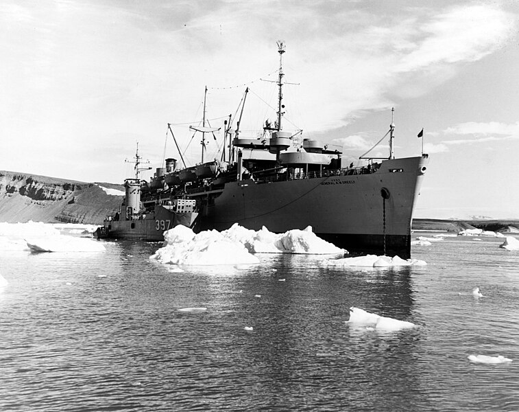 File:USNS General A.W. Greely (T-AP-141) at Thule, Greenland, on 19 July 1951 (NH 97108).jpg