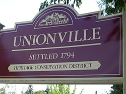 Unionville's Welcome Sign found near the street's intersection with Fred Varley Drive. Unionville Sign.jpg