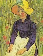 Young Peasant Woman with Straw hat by Vincent van Gogh