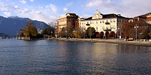 View of Pallanza with the municipal building of Verbania