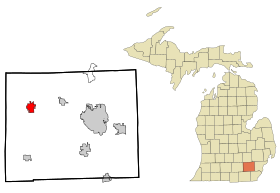 Washtenaw County Michigan Incorporated and Unincorporated areas Chelsea Highlighted.svg