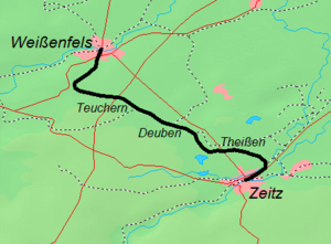 Tracé de la ligne ferroviaire Weißenfels - Zeitz