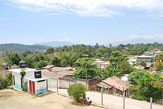 View of houses from the bell tower of the parish church XochistlahuaView02.JPG