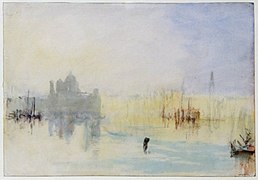 Santa Maria della Salute and the Dogana, Venice, at Sunset, across the Bacino - William Turner in Tate Britain