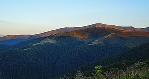 Вид на Плай (передній план) зі схилів гори Темнатик
